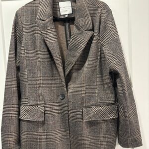 Bagatelle Women's Plaid Coat - Black and Tan